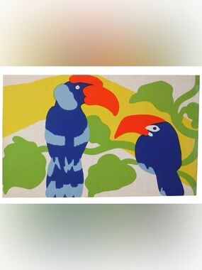 Rare Vintage Marimekko “Pepe” Parrots Fabric Print by Maija Isola Finland 1972